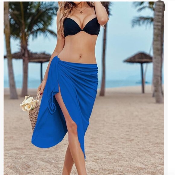 AI'MAGE Womens Butterfly Swimsuit Cover Up Spaghetti Strap Wrap Dress - Picture 3 of 10